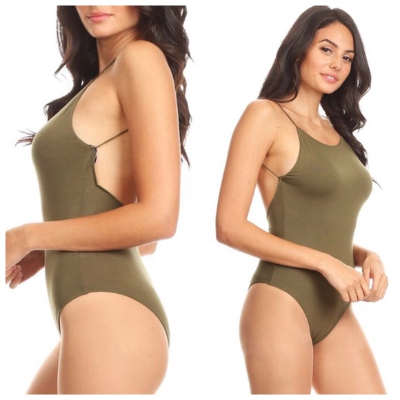 🔻SALE Olivia Open Back Bodysuit in Olive - Picture 2 of 7